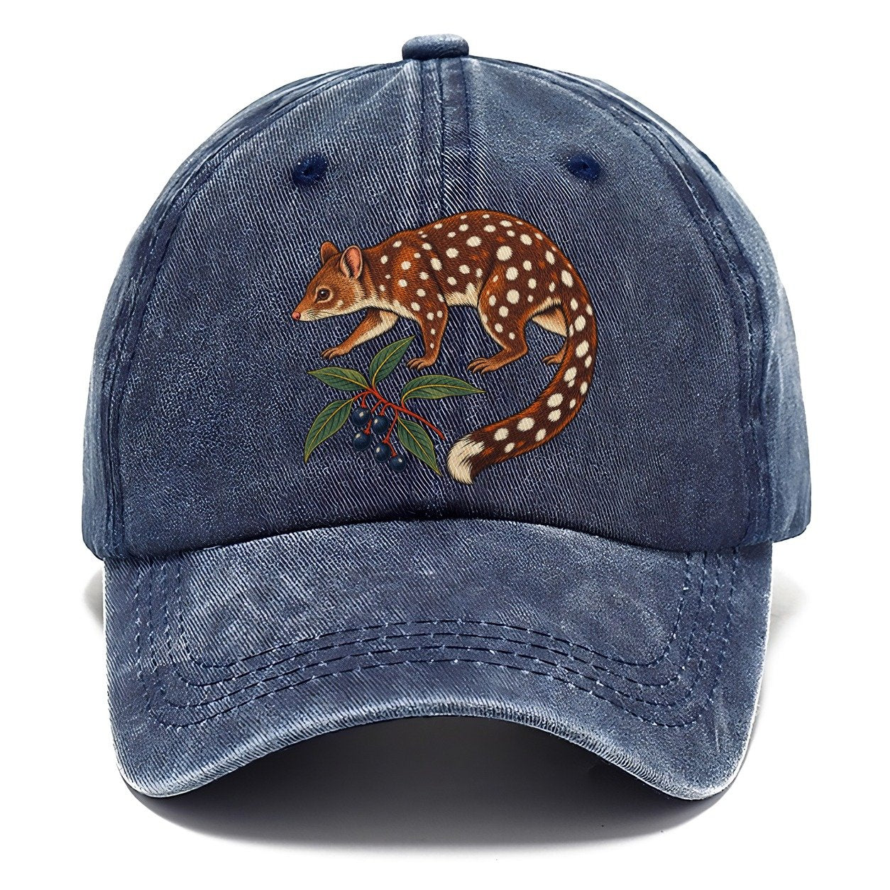 Spotted Tail Quoll And Mountain Pepper Berries Australia Cultural Icons Classic Cap – Twilight Navy