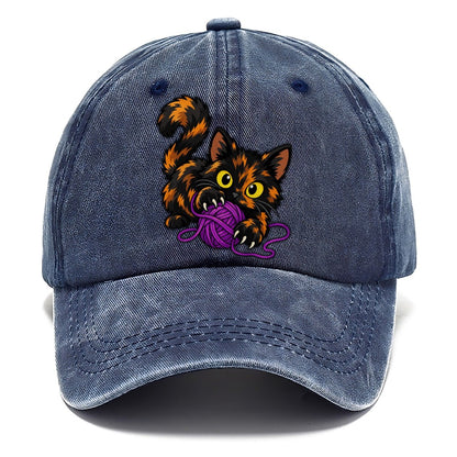 Tortoiseshell Playing Yarn Peeking Cats Classic Cap – Twilight Navy