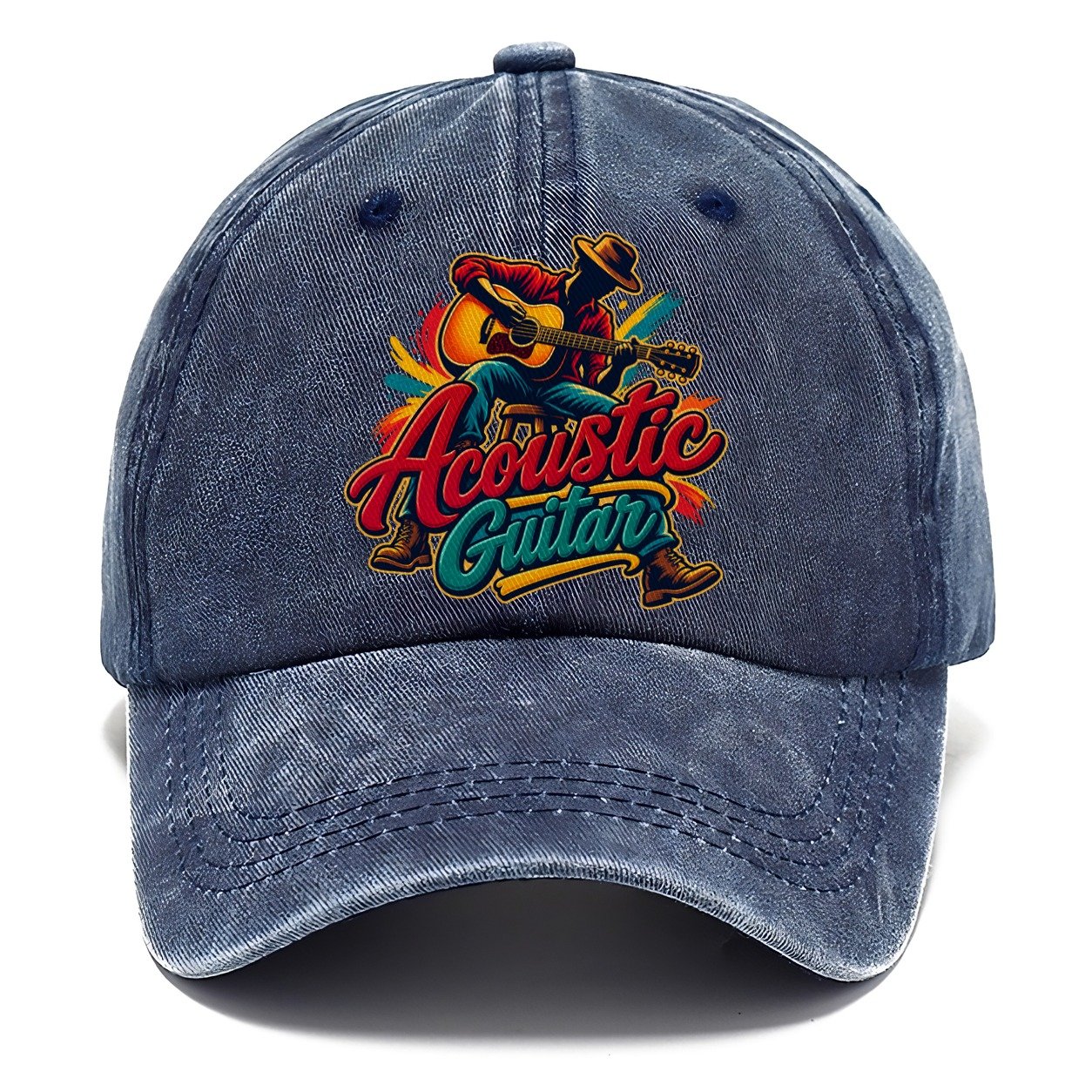 Acoustic Guitar Wordmark Music Instruments Classic Cap – Twilight Navy