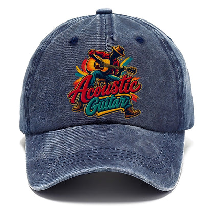 Acoustic Guitar Wordmark Music Instruments Classic Cap – Twilight Navy