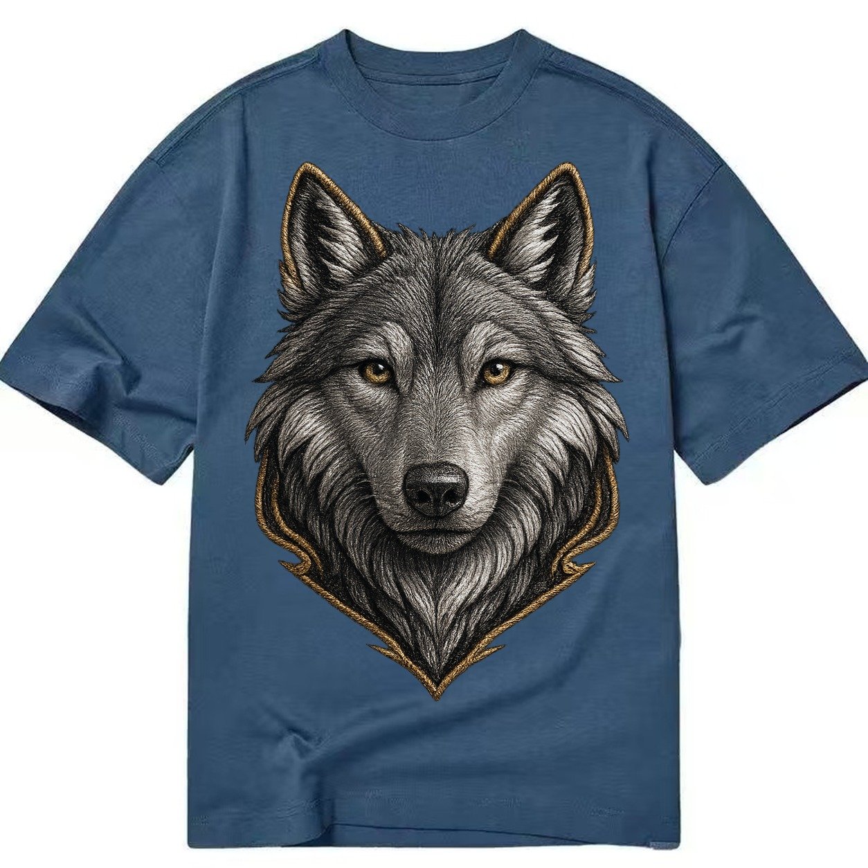 Wolf Totem Spirit Animal Silver Gray Thread Loyalty And Stre Classic T-shirt – Twilight Navy