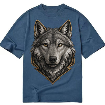 Wolf Totem Spirit Animal Silver Gray Thread Loyalty And Stre Classic T-shirt – Twilight Navy