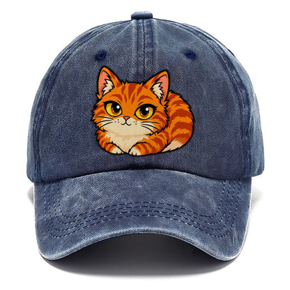 Orange Tabby Loafing Peeking Cats Classic Cap – Twilight Navy