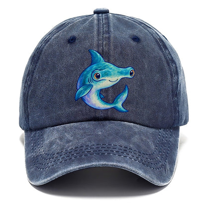 Hammerhead Shark Crescent Turn Sea Sprite Classic Cap – Twilight Navy