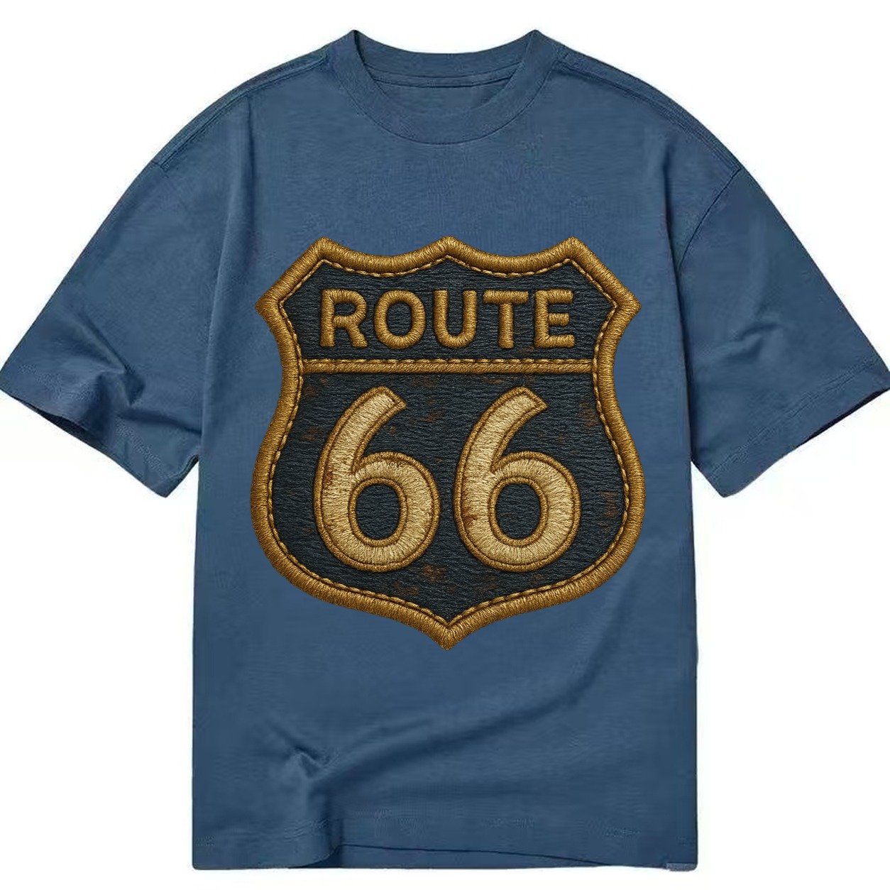 Route 66 Highway Shield With Worn Paint Classic T-shirt – Twilight Navy