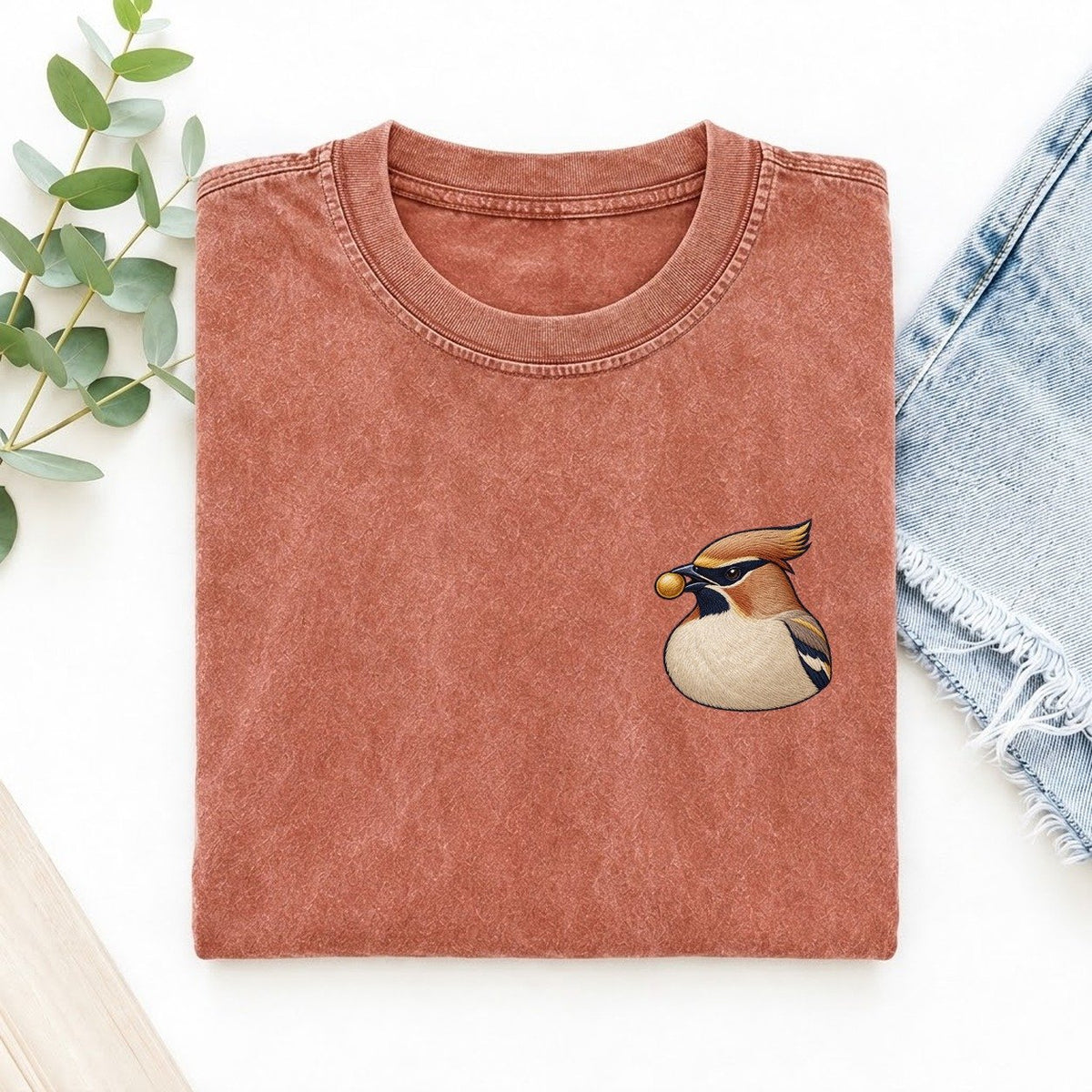 Waxwing Berry Poise Left Chest Vintage T-shirt – Terracotta