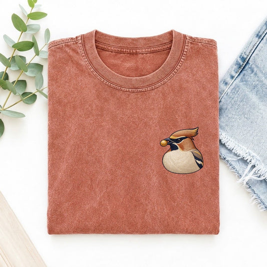 Waxwing Berry Poise Left Chest Vintage T-shirt – Terracotta