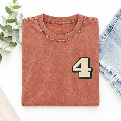 Number 4 Left Chest Vintage T-shirt – Terracotta