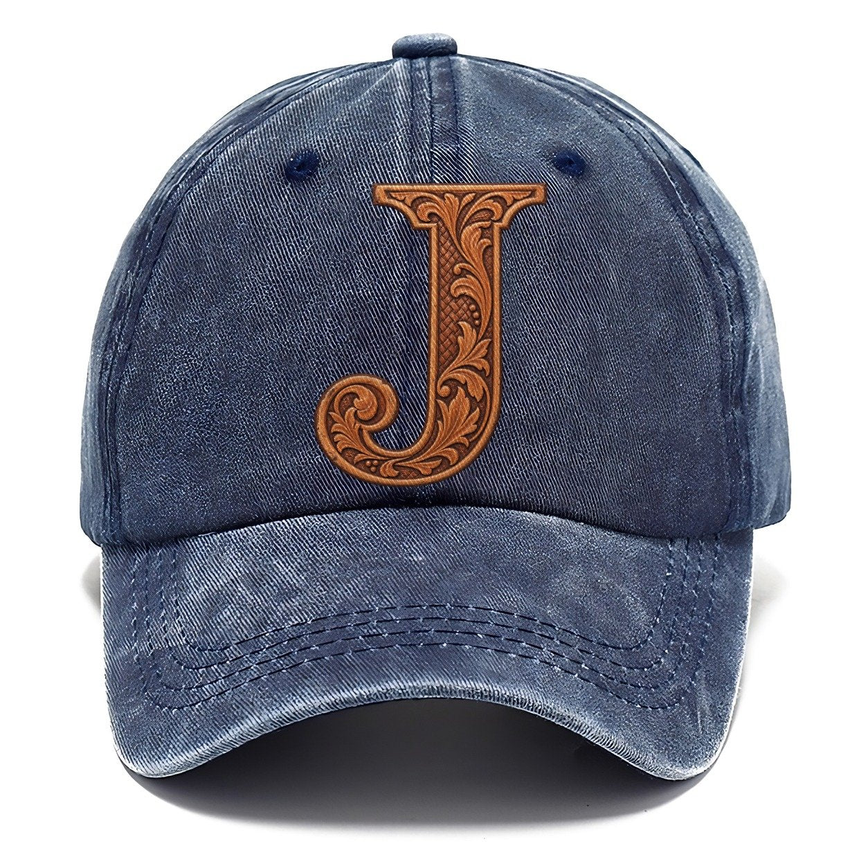 Tooled Leather J Monogram Classic Cap – Twilight Navy