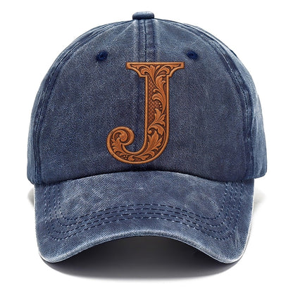 Tooled Leather J Monogram Classic Cap – Twilight Navy
