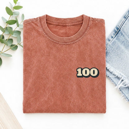 Number 100 Left Chest Vintage T-shirt – Terracotta