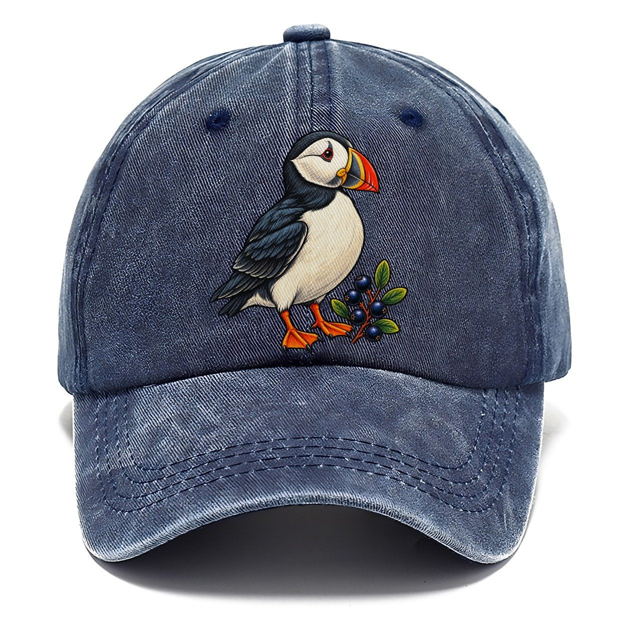 Atlantic Puffin And Crowberry Canada Cultural Icons Classic Cap – Twilight Navy