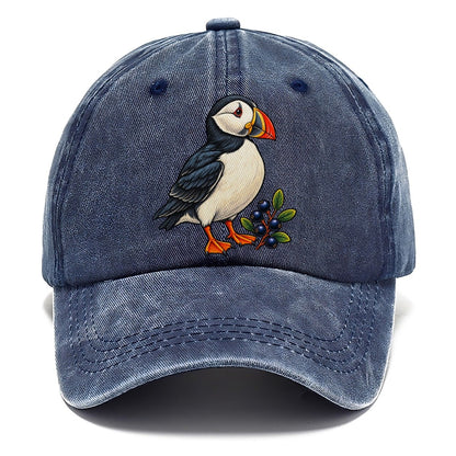 Atlantic Puffin And Crowberry Canada Cultural Icons Classic Cap – Twilight Navy