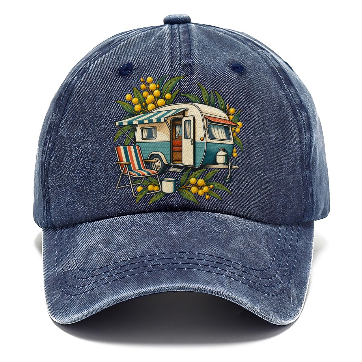 Retro Caravan Folding Chair And Enamel Mug Australia Cultural Icons Classic Cap – Twilight Navy