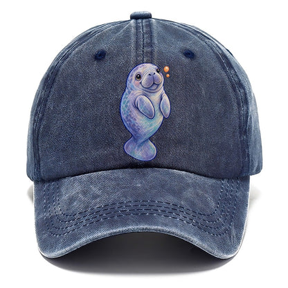 Manatee Upward Float Sea Sprite Classic Cap – Twilight Navy