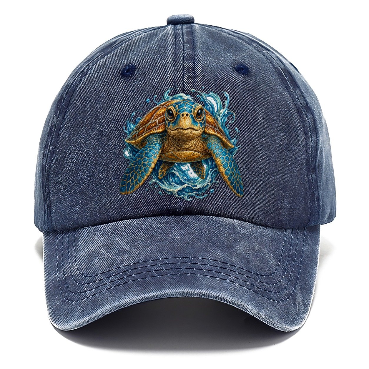 Ornate Sea Turtle Waves Classic Cap – Twilight Navy