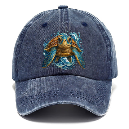 Ornate Sea Turtle Waves Classic Cap – Twilight Navy