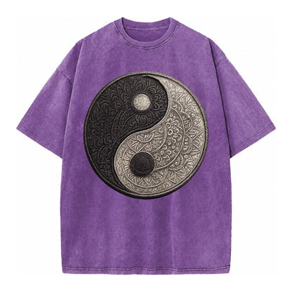 Mandala Yin Yang Vintage T-shirt – Purple