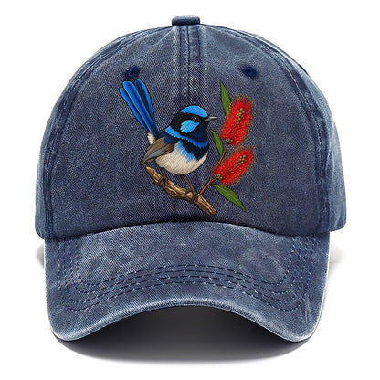 Superb Fairywren And Bottlebrush Australia Cultural Icons Classic Cap – Twilight Navy