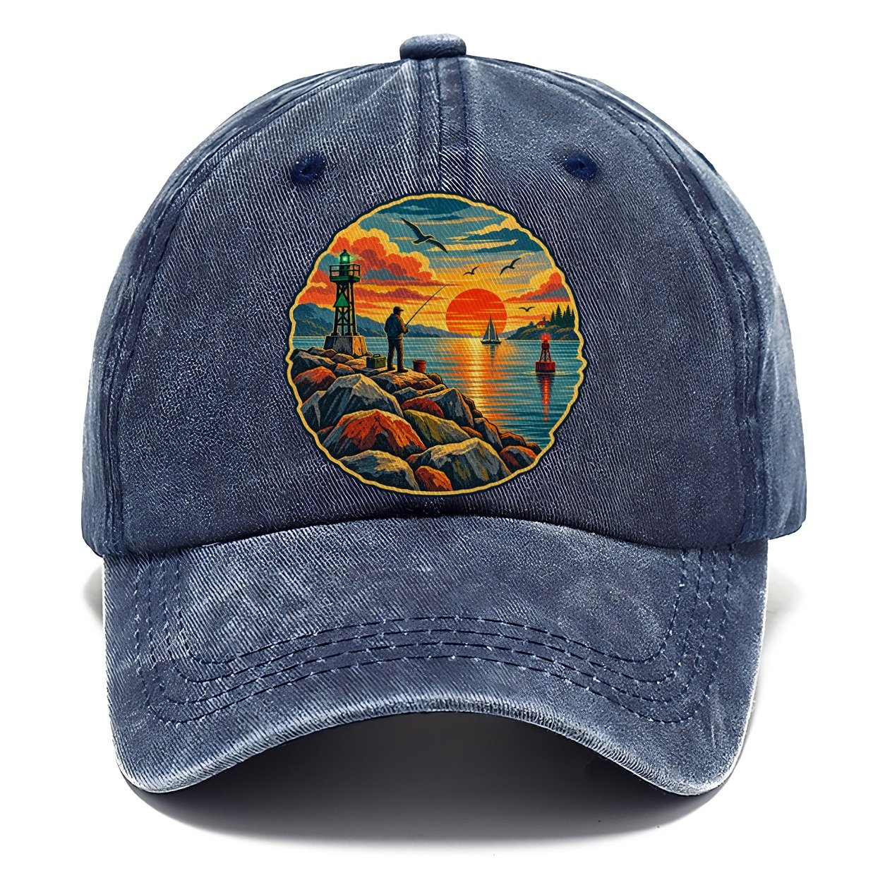 Harbor Jetty Sunset Fishing Club Classic Cap – Twilight Navy