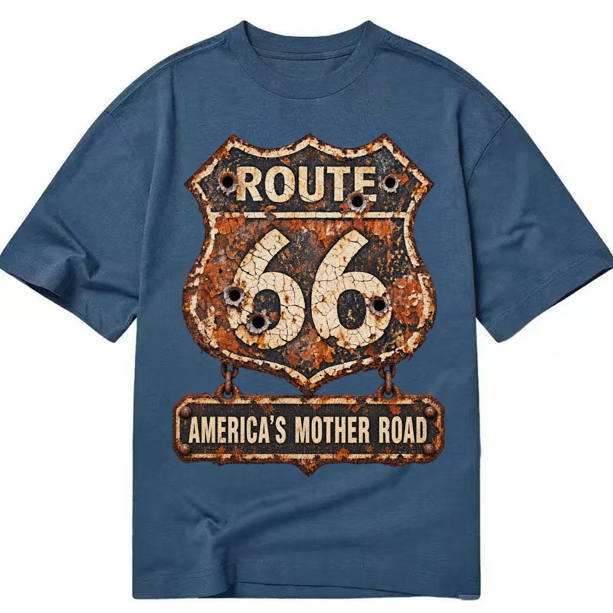 Route 66 Weathered Classic T-shirt – Twilight Navy