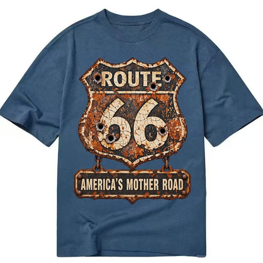 Route 66 Weathered Classic T-shirt – Twilight Navy