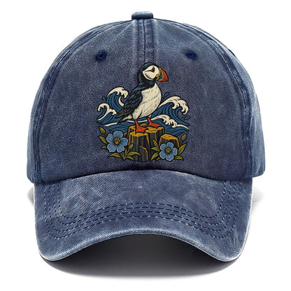 Causeway Coast Puffin And Flax Flowers Uk Culture Heritage Classic Cap – Twilight Navy