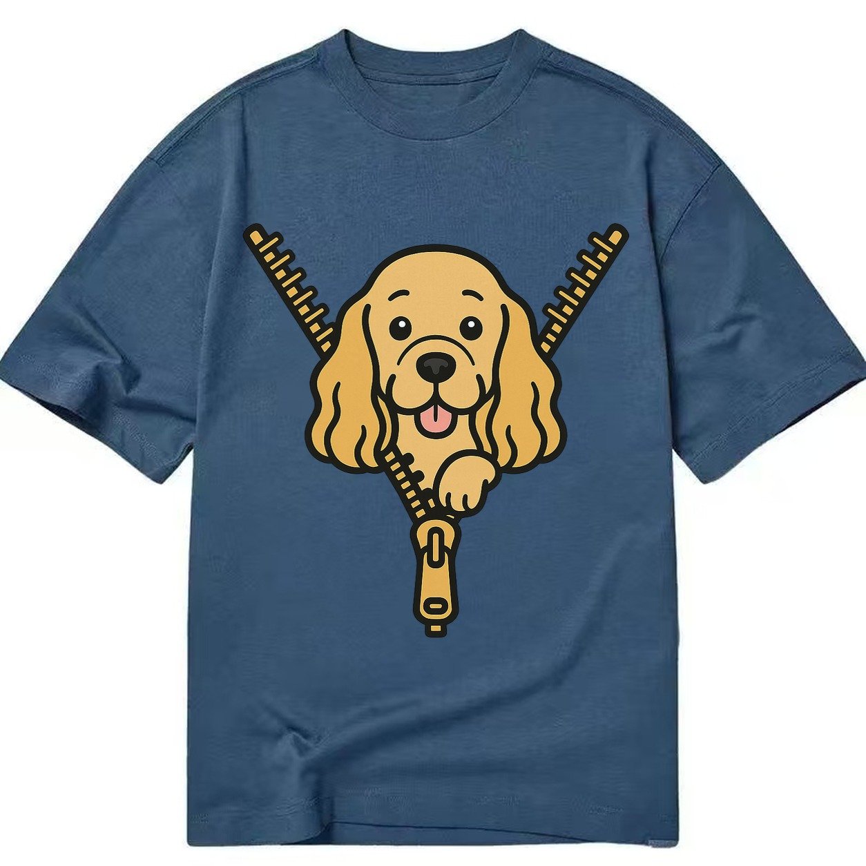 Cocker Spaniel Golden Or Buff Extremely Long Silky Ears Gent Classic T-shirt – Twilight Navy