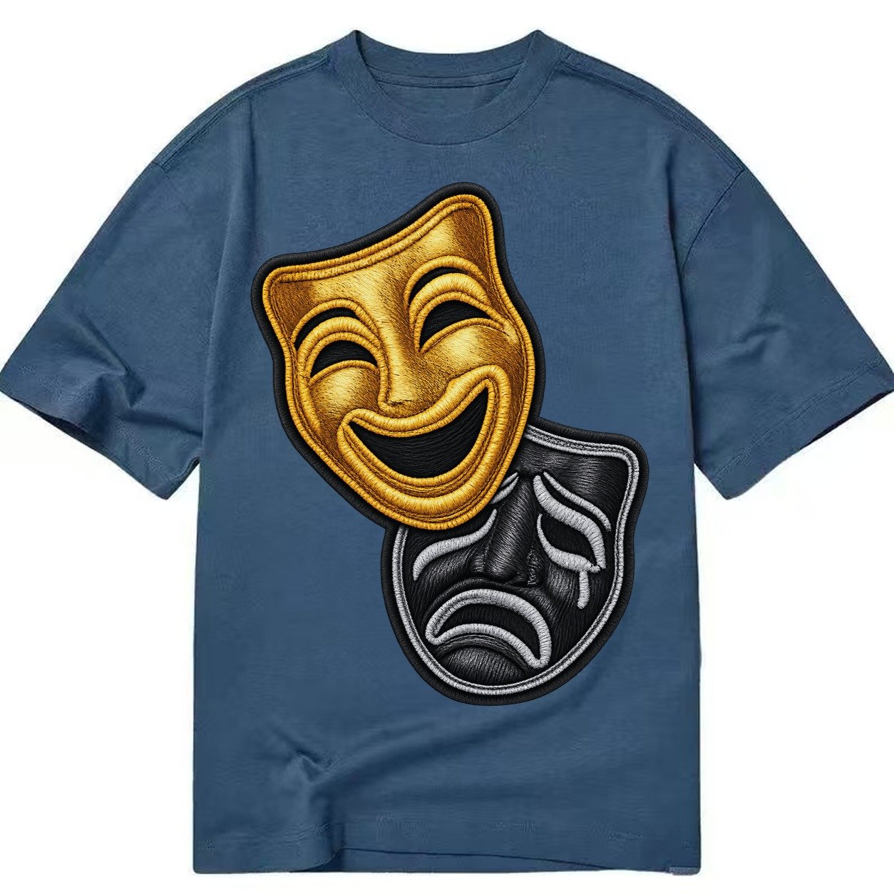 Broadway Masks Comedy Tragedy Masks In Gold And Black Theate Classic T-shirt – Twilight Navy