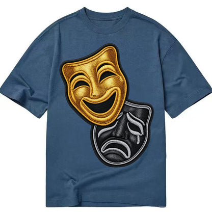 Broadway Masks Comedy Tragedy Masks In Gold And Black Theate Classic T-shirt – Twilight Navy