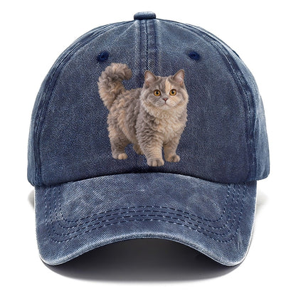 Selkirk Rex Standing Three Quarter Realistic Cat Portrait Classic Cap – Twilight Navy