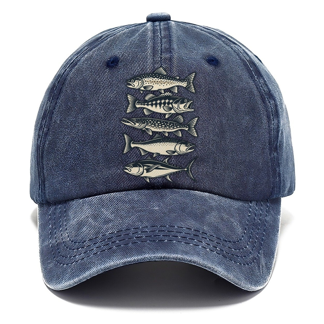 Fish School Stack Fishing Elegant Classic Cap – Twilight Navy