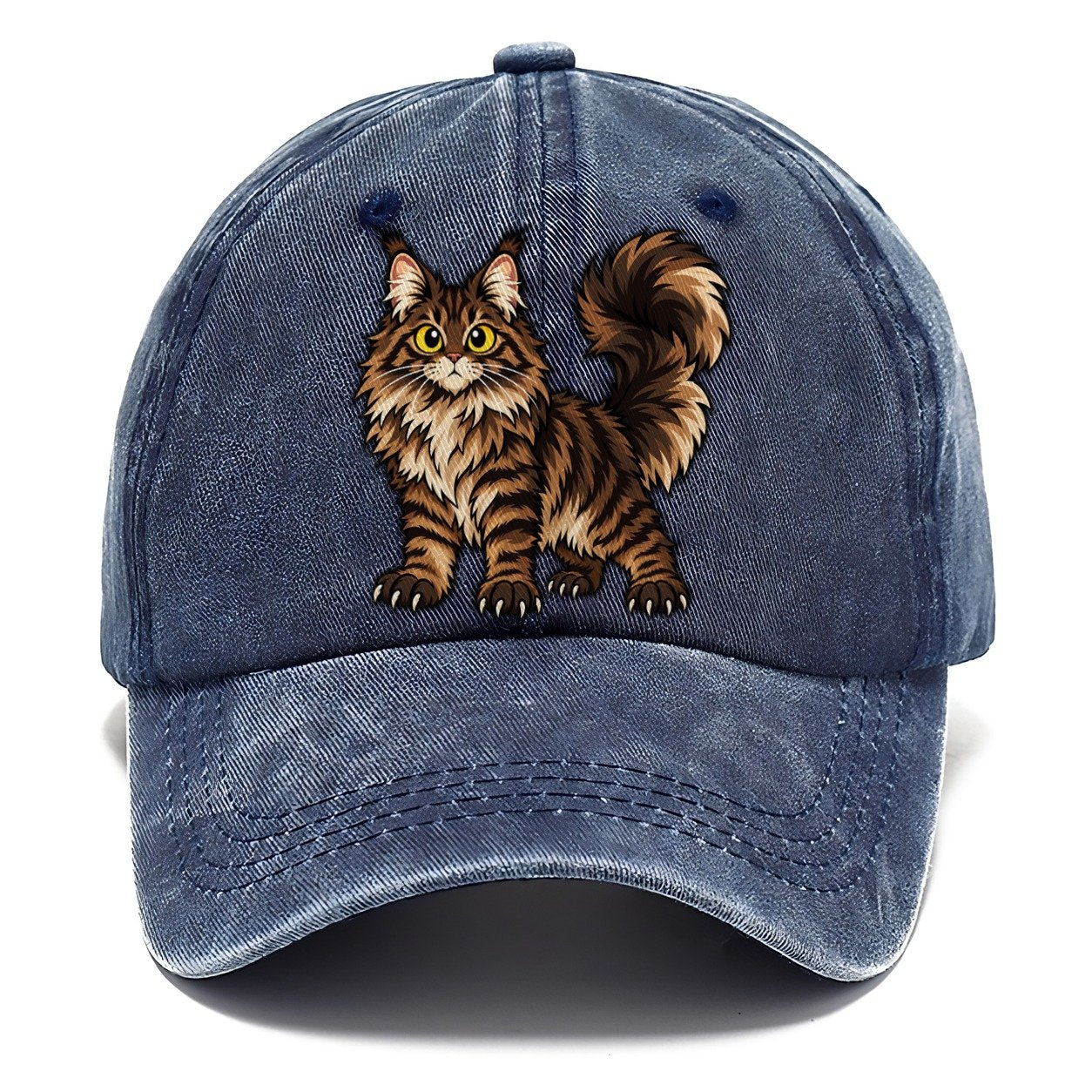 Maine Coon Standing Proud Peeking Cats Classic Cap – Twilight Navy
