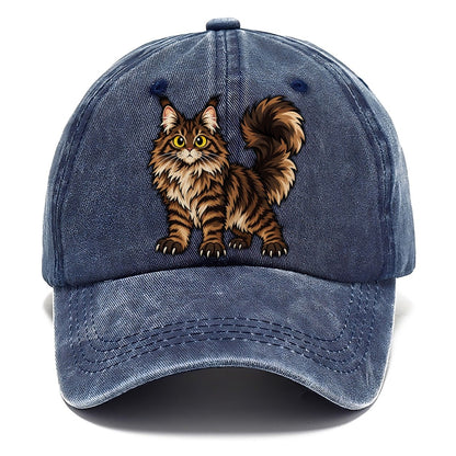 Maine Coon Standing Proud Peeking Cats Classic Cap – Twilight Navy