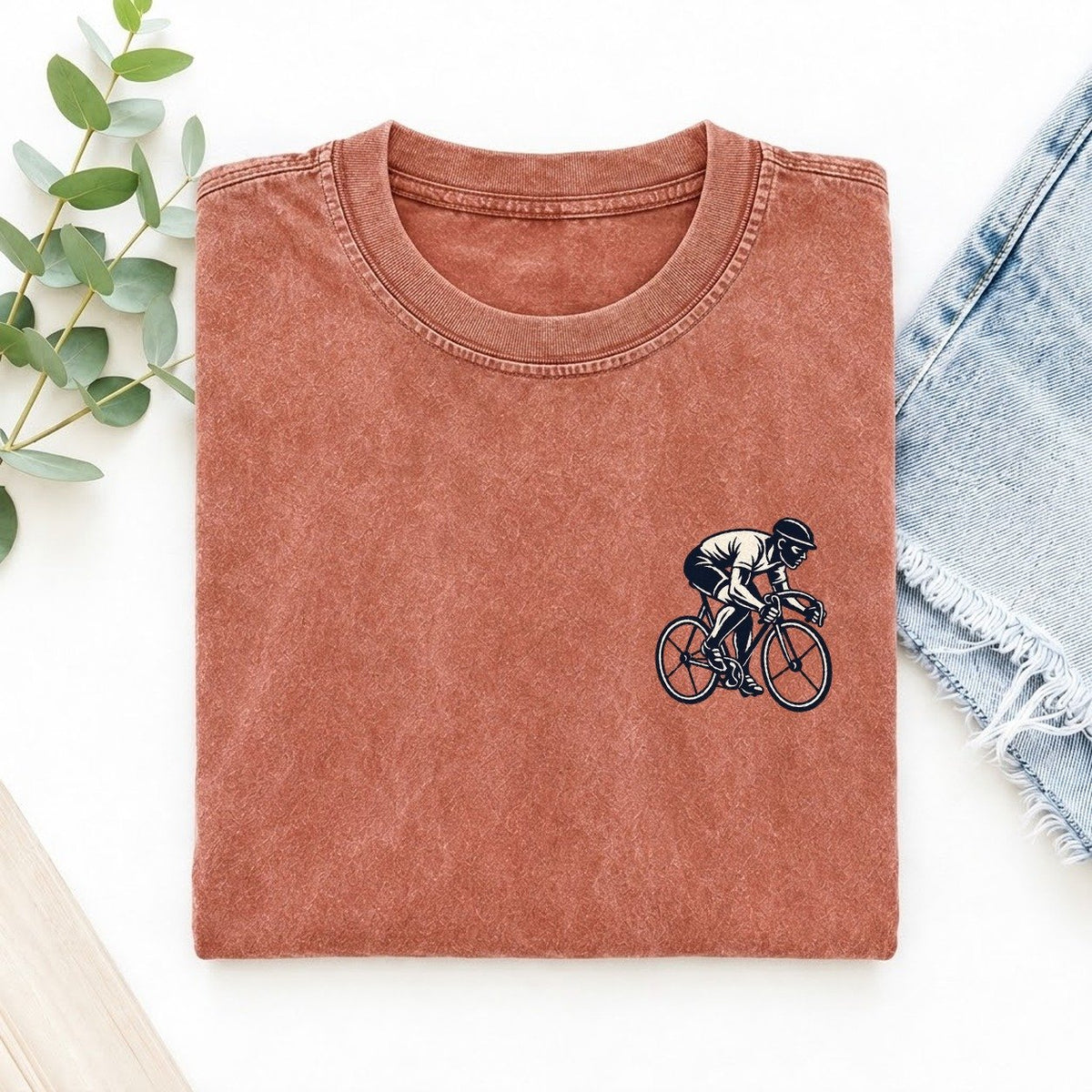 Sprint Cyclist Left Chest Vintage T-shirt – Terracotta