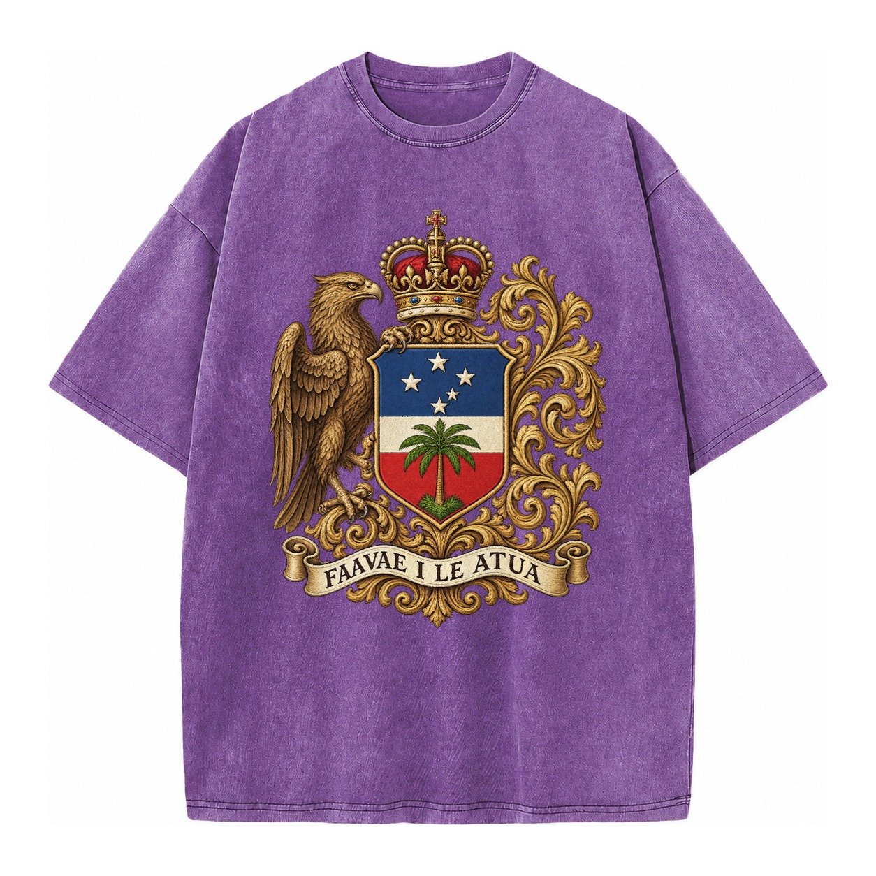 South Africa Springbok Emblem Springbok With Protea Green Go Vintage T-shirt – Purple