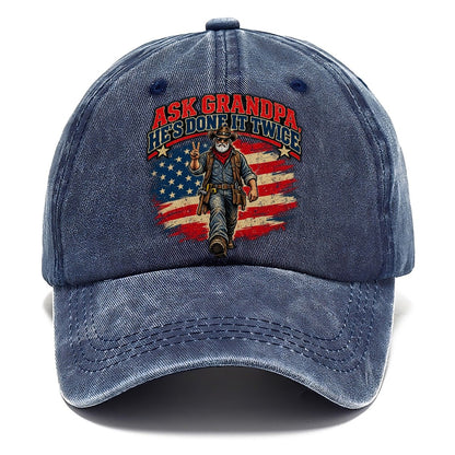 Ask Grandpa He S Done It Twice Old Man Strong Classic Cap – Twilight Navy