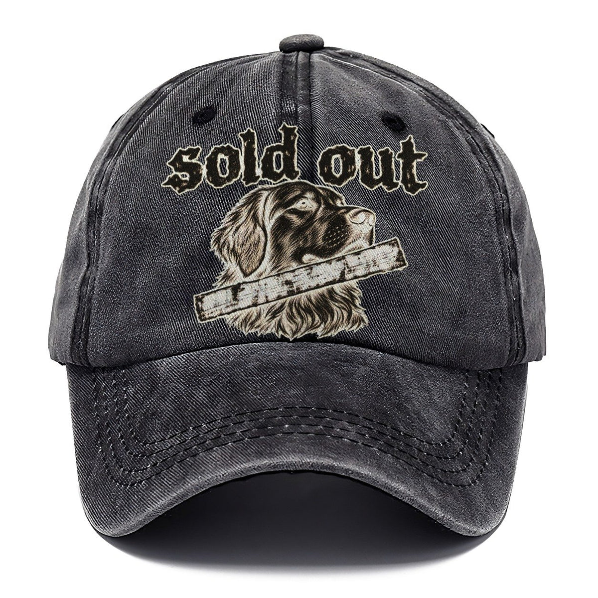 A Calm Dog Head In Three Quarter View Crossed By A Thick Stamped Bar Bark For Me Classic Cap – Graphite