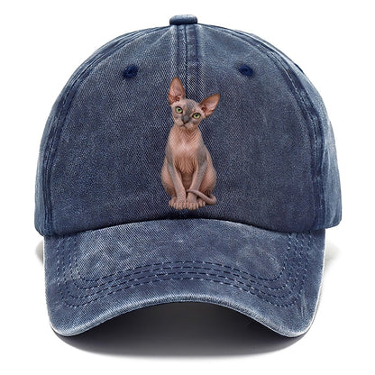Sphynx Seated Portrait Realistic Cat Portrait Classic Cap – Twilight Navy