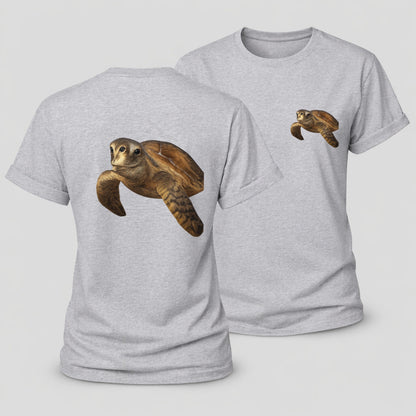 Sea Turtle Portrait Design Women's Cotton T-Shirt – Sport Grey