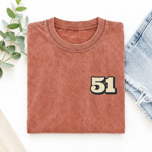 Number 51 Left Chest Vintage T-shirt – Terracotta