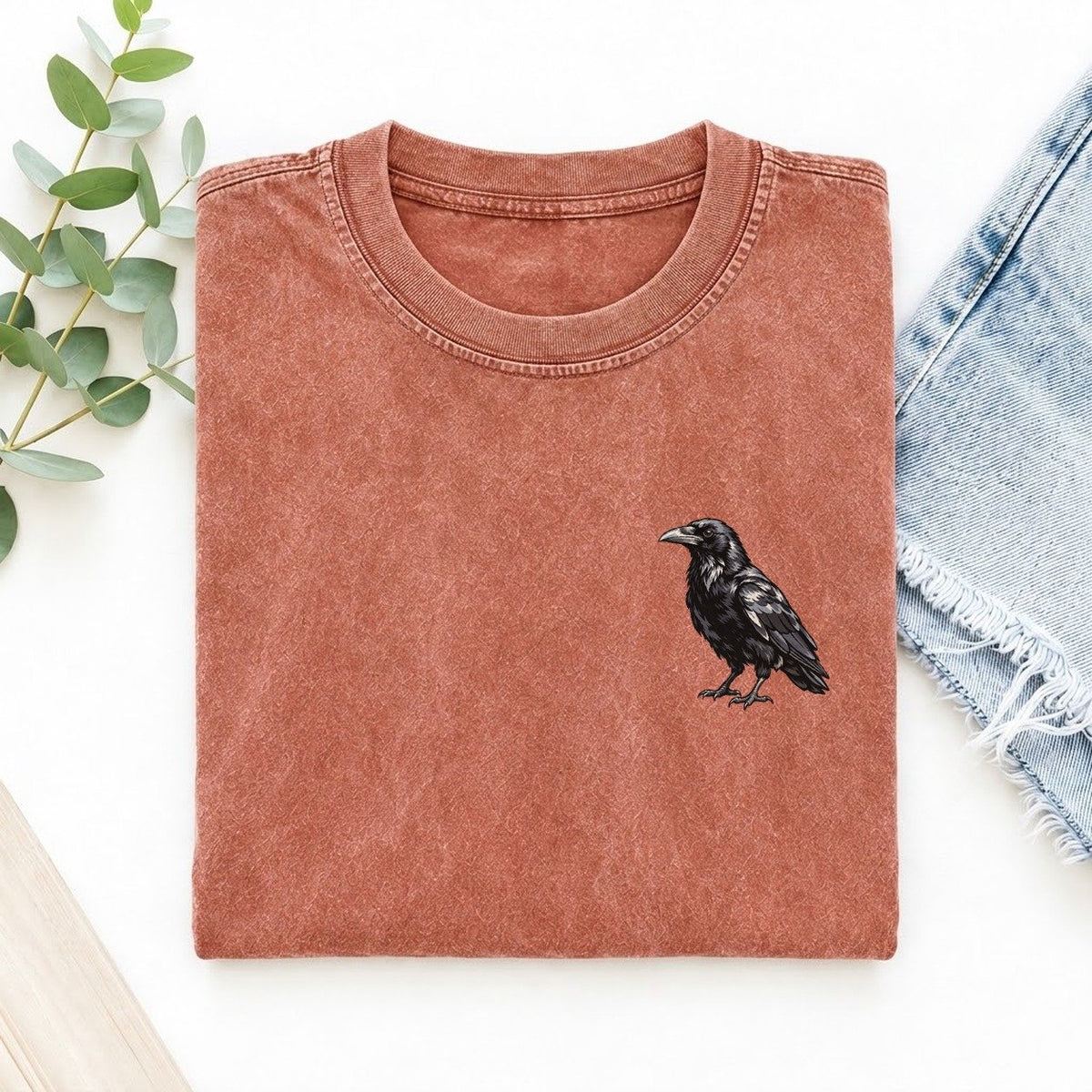 Raven Left Chest Vintage T-shirt – Terracotta