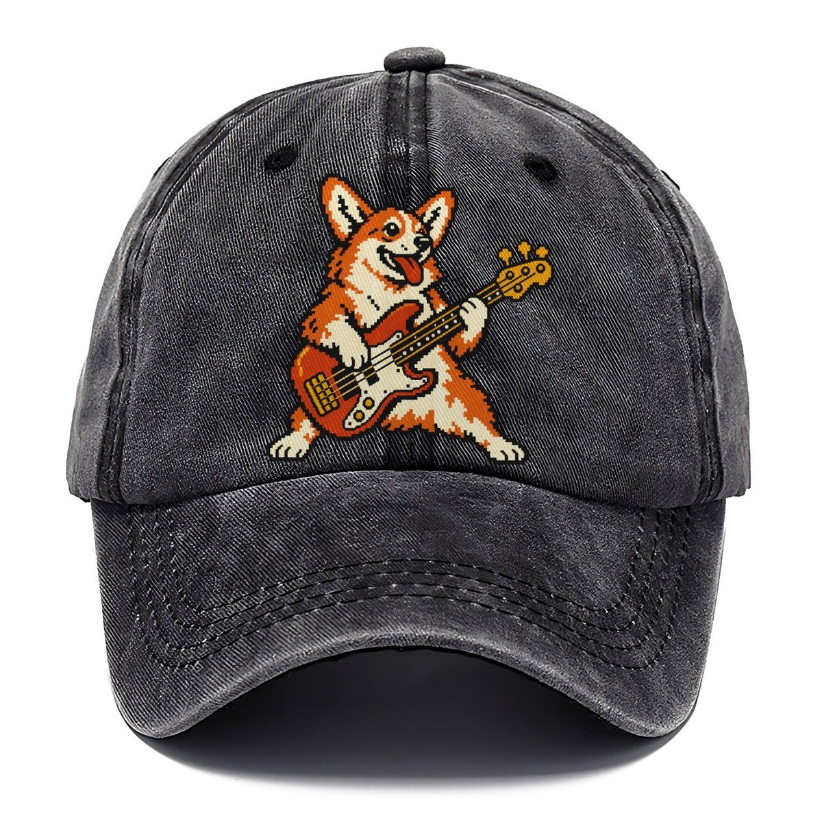 Pixel Art Corgi Bass Player Sundown Classic Cap – Graphite