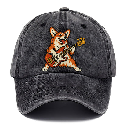Pixel Art Corgi Bass Player Sundown Classic Cap – Graphite