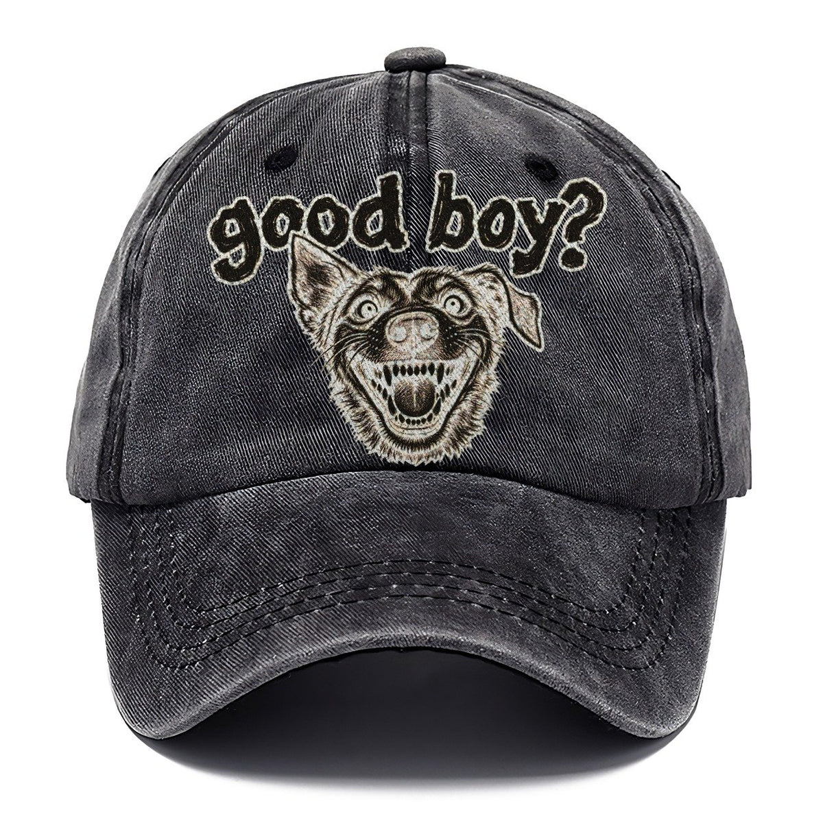 A Wide Eyed Feral Mongrel Head Grinning Straight At The Viewer Bark For Me Classic Cap – Graphite