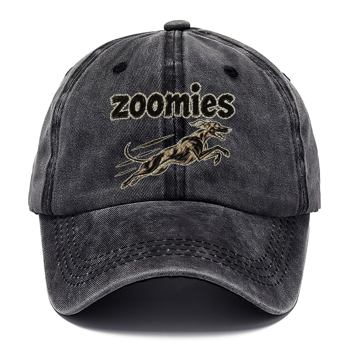 A Small Whippet Silhouette At Full Stretch Mid Sprint Bark For Me Classic Cap – Graphite