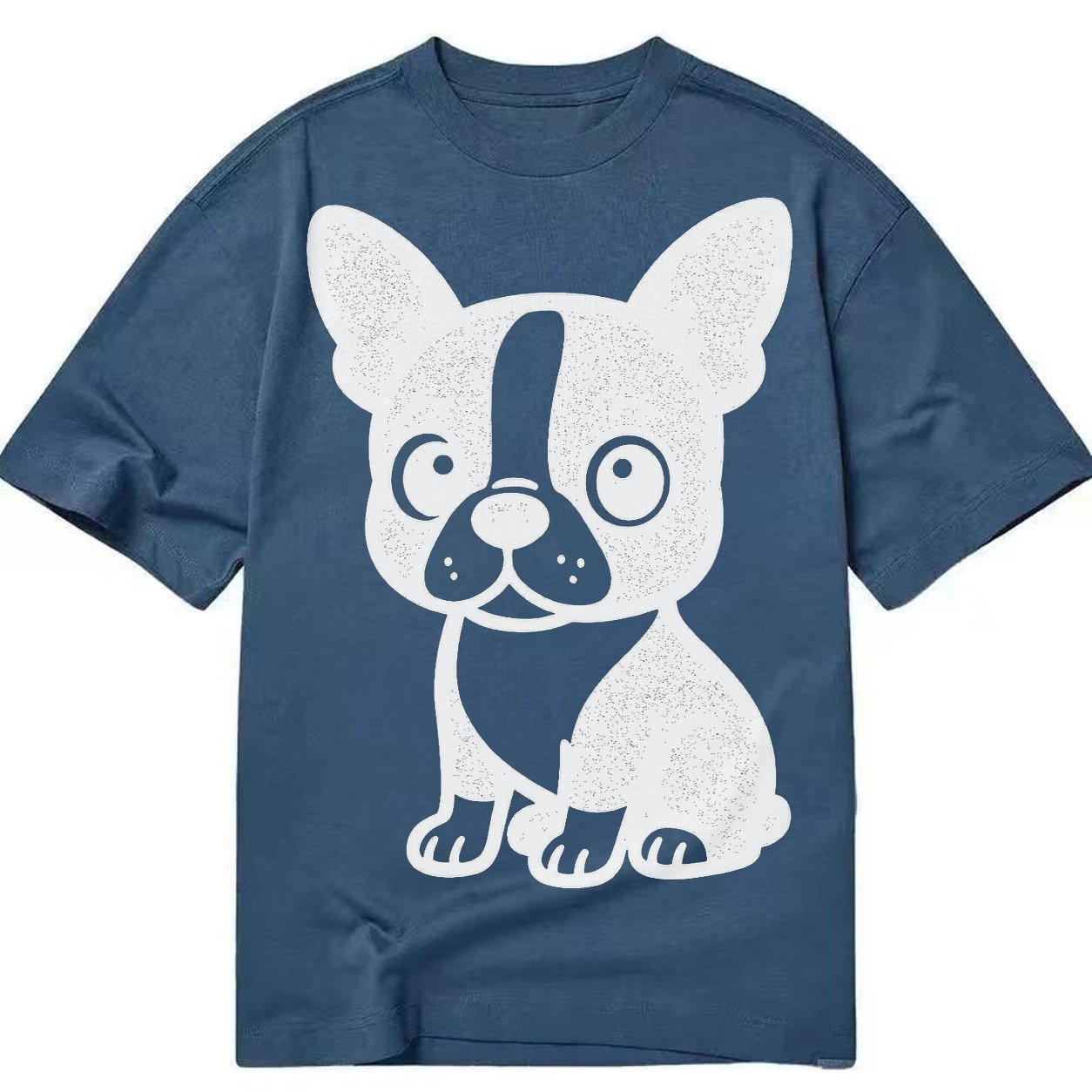 Boston Terrier Black And White Sitting Pose With Tuxedo Mark Classic T-shirt – Twilight Navy