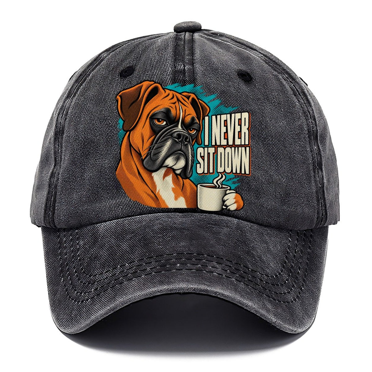 I Never Sit Down Boxer Dog Coffee Classic Cap – Graphite