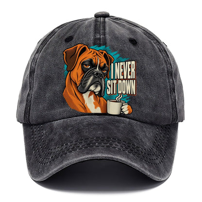I Never Sit Down Boxer Dog Coffee Classic Cap – Graphite