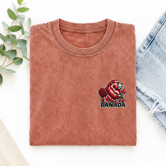 Canada Country Pride Left Chest Vintage T-shirt – Terracotta